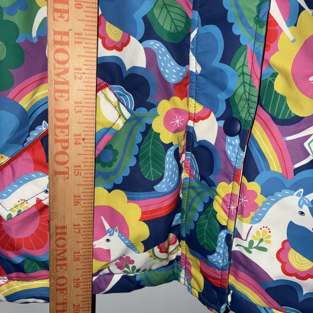Mini Boden Girls Size 6/7 Unicorn Rain Jacket Fleece Lined Hooded Coat Warm - Picture 3 of 9